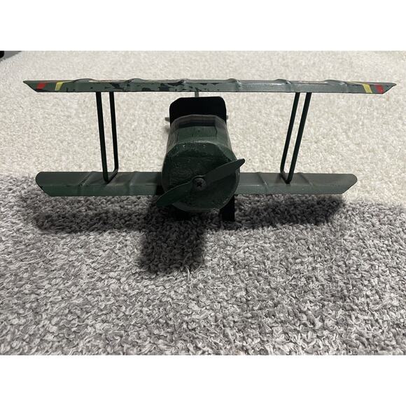 antique fighter barron plane wood body metal wings c1904 - propeller spins! vtg - Picture 4 of 11